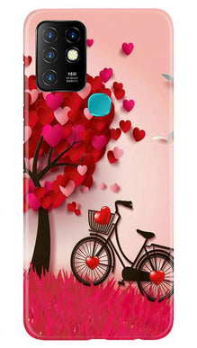 Red Heart Cycle Mobile Back Case for Infinix Hot 10 (Design - 222)