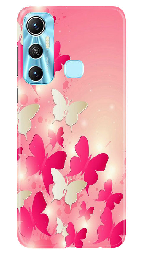 White Pick Butterflies Case for Infinix Hot 11