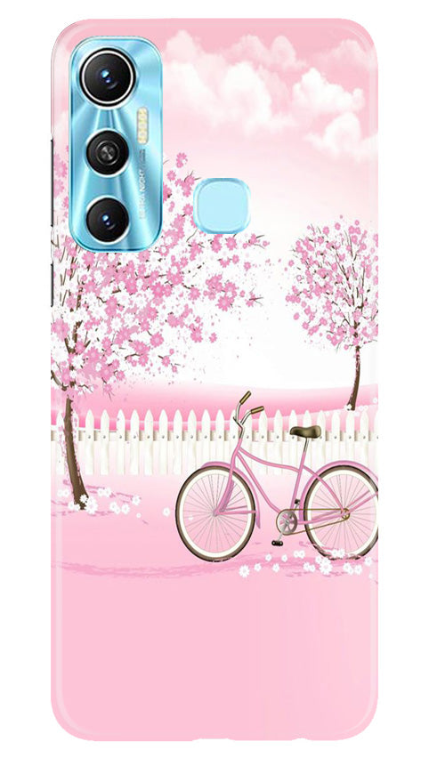 Pink Flowers Cycle Case for Infinix Hot 11  (Design - 102)