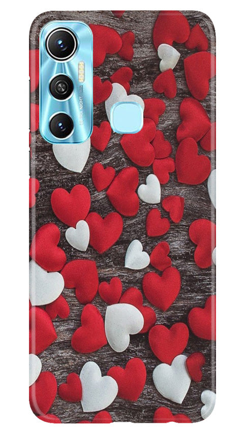 Red White Hearts Case for Infinix Hot 11  (Design - 105)