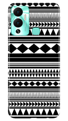 Black white Pattern Mobile Back Case for Infinix Hot 12 Play (Design - 5)
