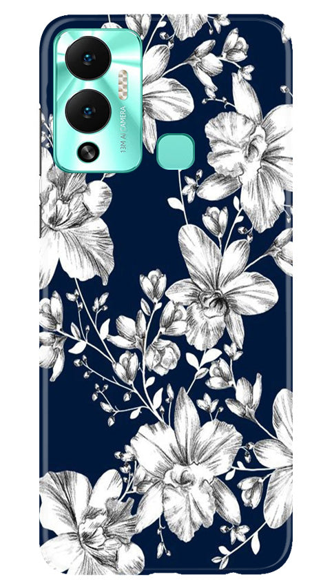 White flowers Blue Background Case for Infinix Hot 12 Play