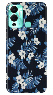 White flowers Blue Background2 Mobile Back Case for Infinix Hot 12 Play (Design - 15)