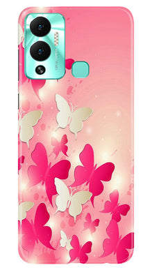 White Pick Butterflies Mobile Back Case for Infinix Hot 12 Play (Design - 28)