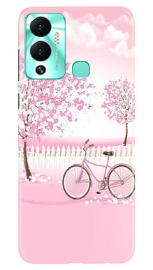 Pink Flowers Cycle Mobile Back Case for Infinix Hot 12 Play  (Design - 102)