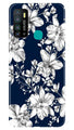 White flowers Blue Background Case for Infinix Hot 9