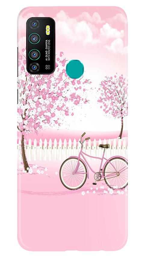 Pink Flowers Cycle Case for Infinix Hot 9(Design - 102)