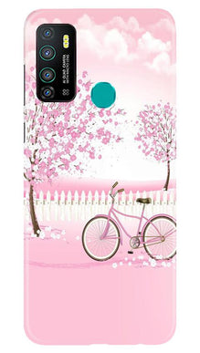 Pink Flowers Cycle Mobile Back Case for Infinix Hot 9  (Design - 102)