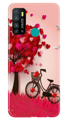 Red Heart Cycle Mobile Back Case for Infinix Hot 9 (Design - 222)