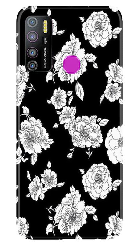 White flowers Black Background Case for Infinix Hot 9 Pro