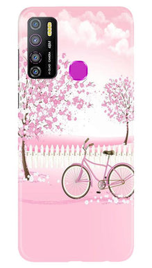 Pink Flowers Cycle Mobile Back Case for Infinix Hot 9 Pro  (Design - 102)