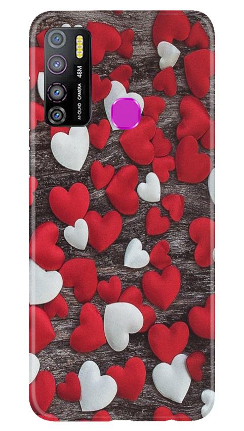 Red White Hearts Case for Infinix Hot 9 Pro(Design - 105)