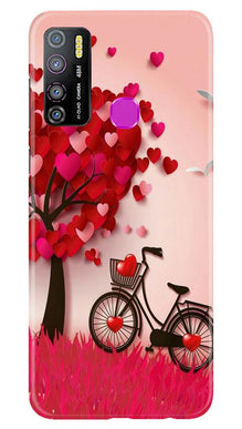 Red Heart Cycle Mobile Back Case for Infinix Hot 9 Pro (Design - 222)