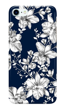 White flowers Blue Background Case for iPhone 7