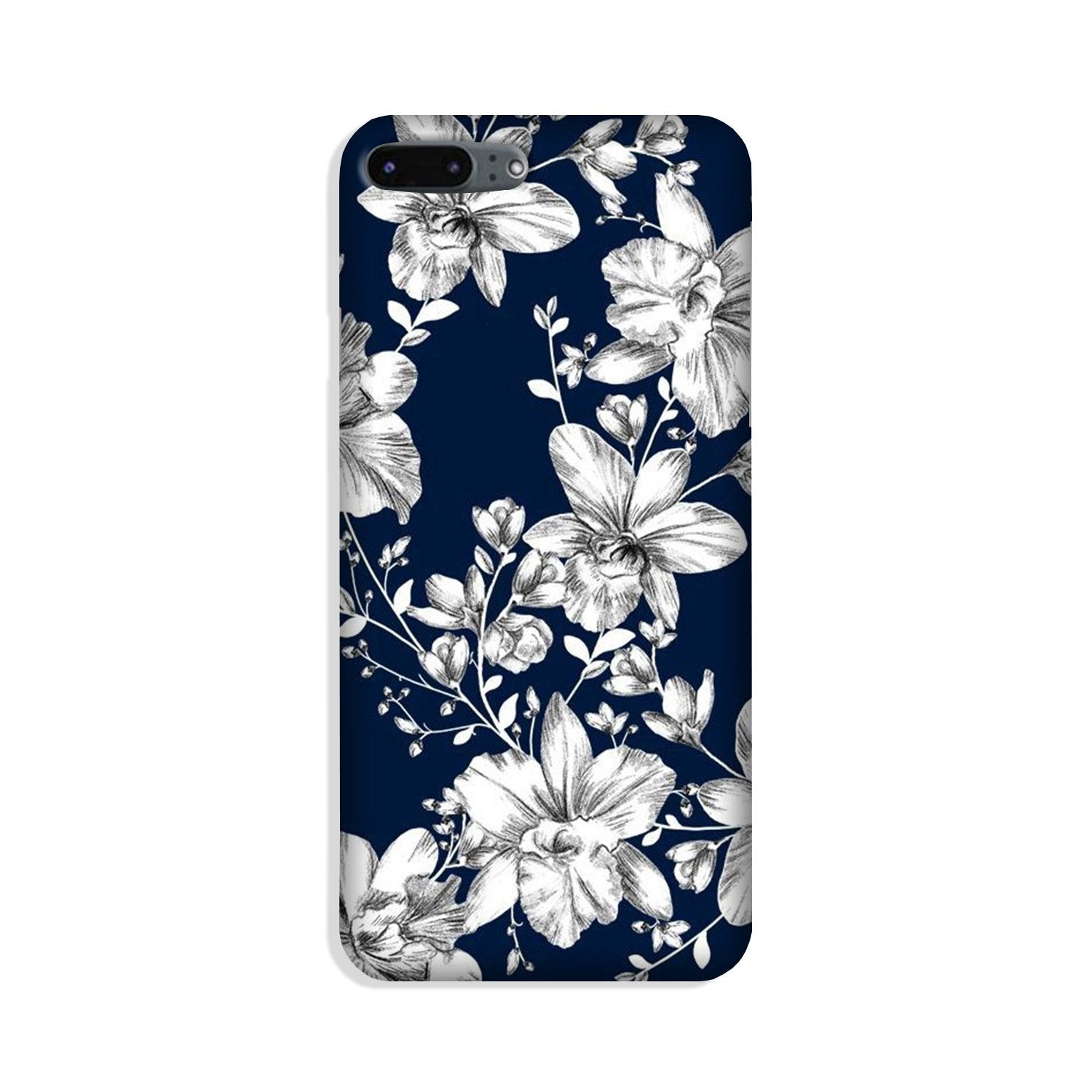 White flowers Blue Background Case for iPhone 8 Plus