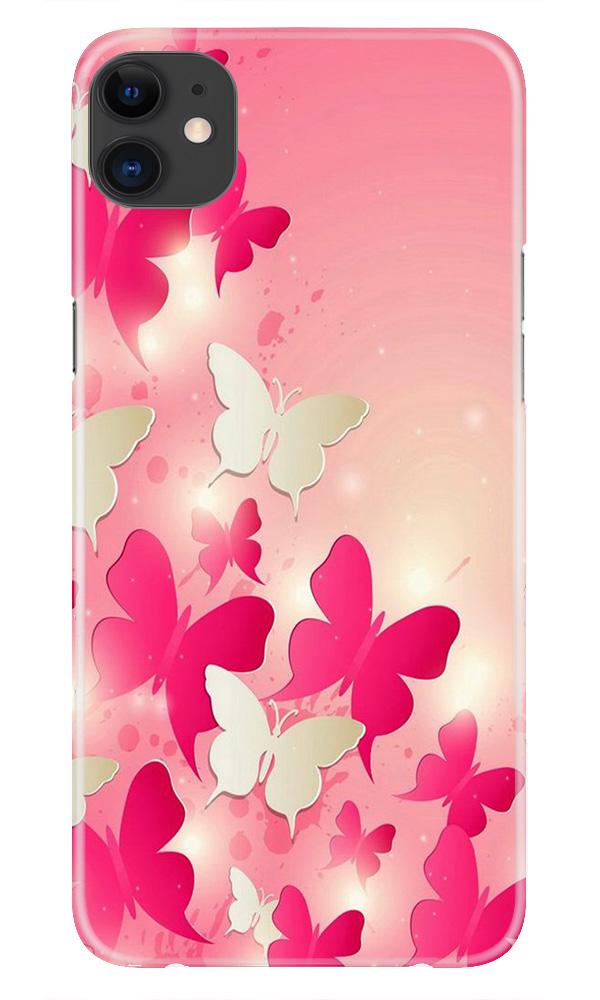 White Pick Butterflies Case for iPhone 11