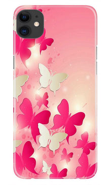 White Pick Butterflies Mobile Back Case for iPhone 11 (Design - 28)