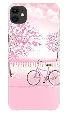 Pink Flowers Cycle Mobile Back Case for iPhone 11  (Design - 102)