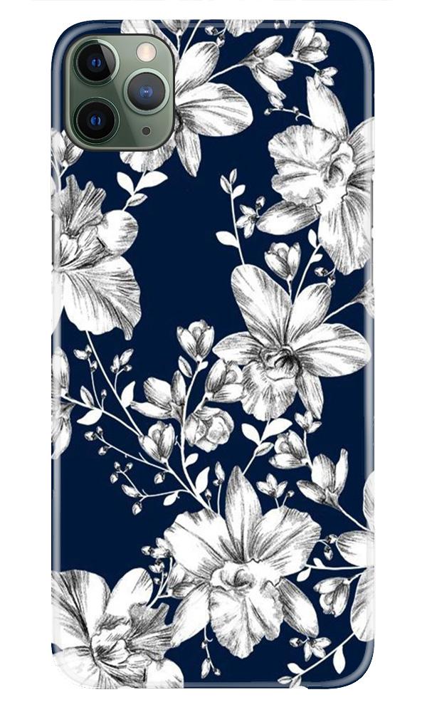 White flowers Blue Background Case for iPhone 11 Pro