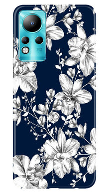 White flowers Blue Background Mobile Back Case for Infinix Note 11 (Design - 14)