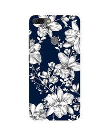 White flowers Blue Background Mobile Back Case for Infinix Hot 6 Pro (Design - 14)