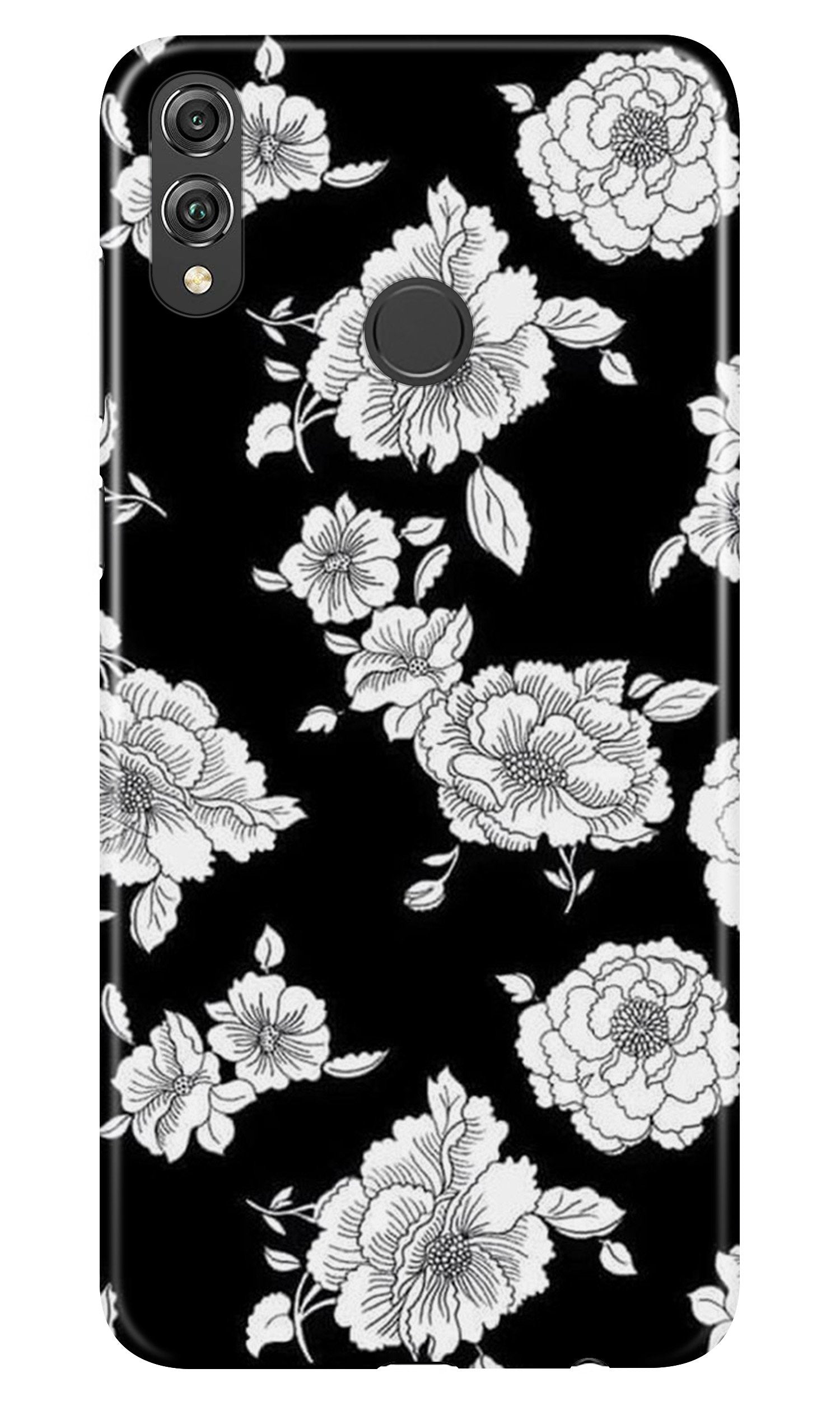 White flowers Black Background Case for Infinix Hot 7 Pro