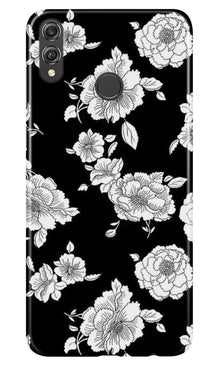 White flowers Black Background Mobile Back Case for Infinix Hot 7 Pro (Design - 9)