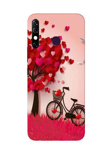 Red Heart Cycle Mobile Back Case for Infinix Hot 8 (Design - 222)