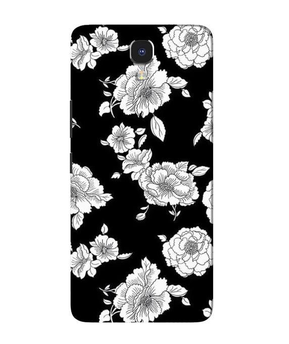 White flowers Black Background Case for Infinix Note 4
