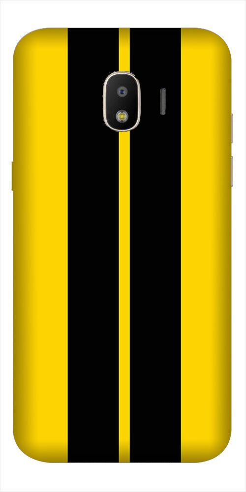 Black Yellow Pattern Mobile Back Case for Galaxy J4  (Design - 377)