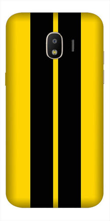 Black Yellow Pattern Mobile Back Case for Galaxy J4  (Design - 377)
