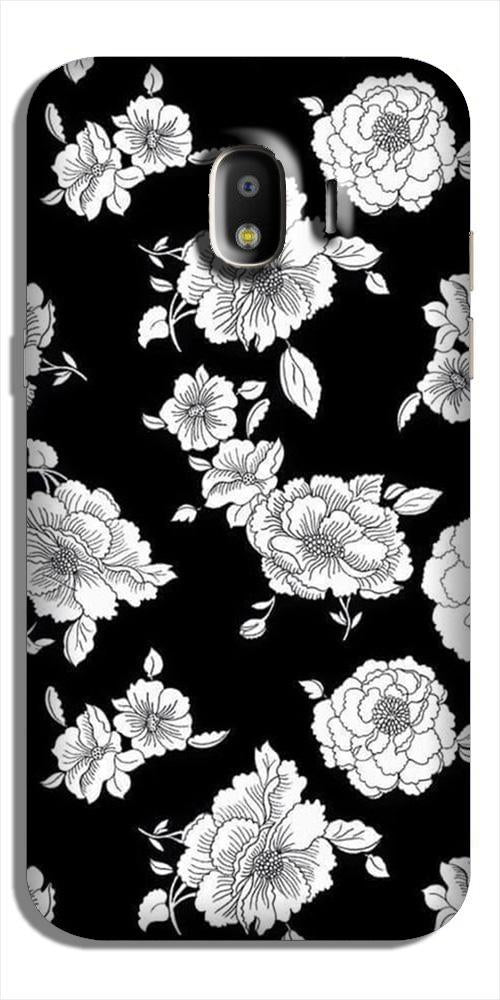 White flowers Black Background Case for Galaxy J2 (2018)
