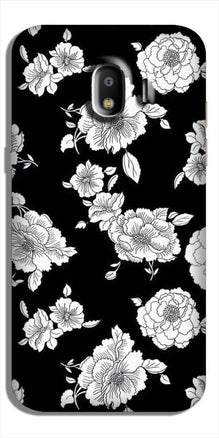 White flowers Black Background Case for Galaxy J4