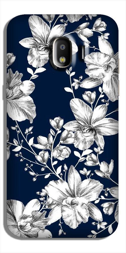 White flowers Blue Background Case for Galaxy J2 (2018)