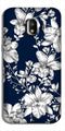 White flowers Blue Background Case for Galaxy J2 (2018)