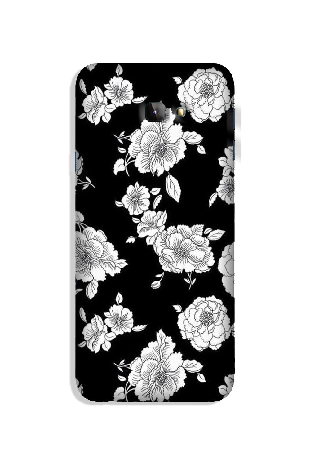 White flowers Black Background Case for Galaxy J4 Plus