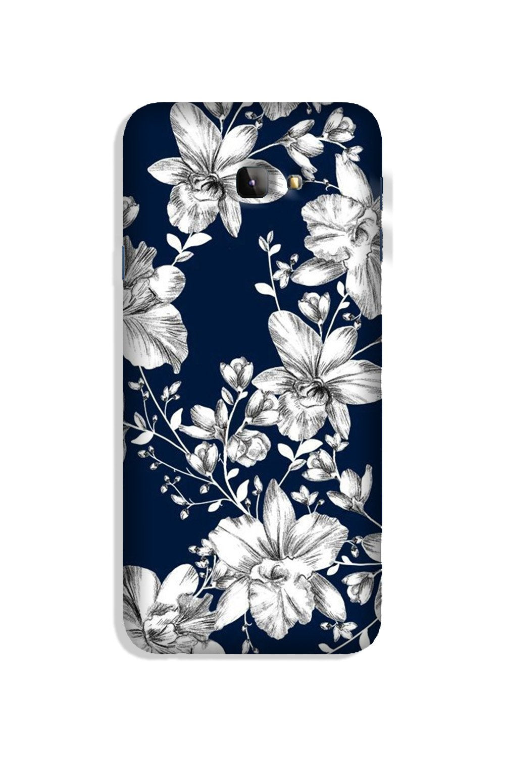White flowers Blue Background Case for Galaxy J4 Plus