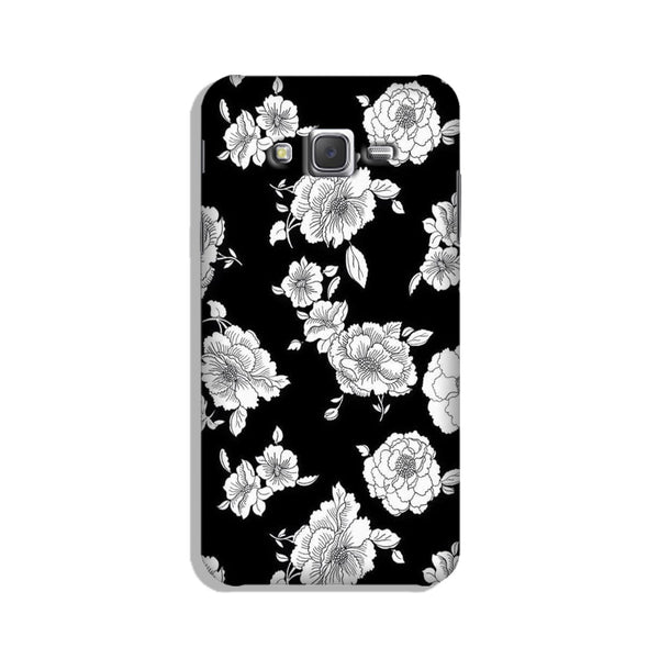 White flowers Black Background Case for Galaxy J7 Nxt