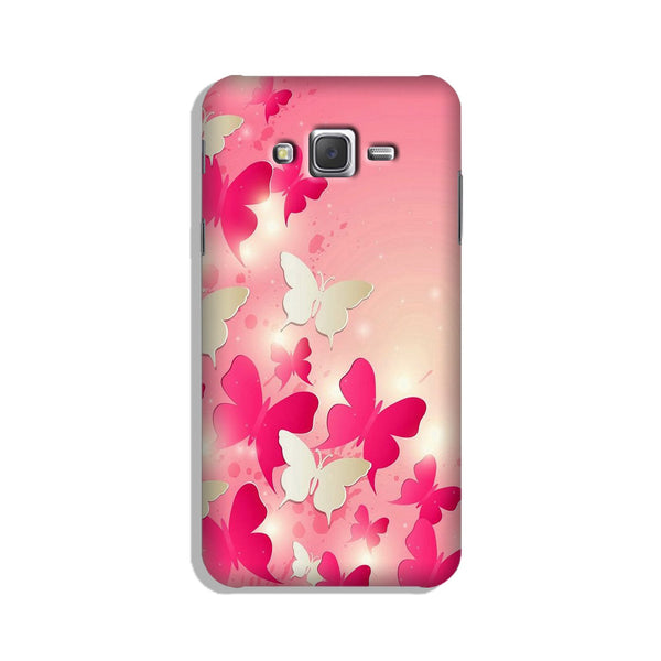 White Pick Butterflies Case for Galaxy J7 Nxt