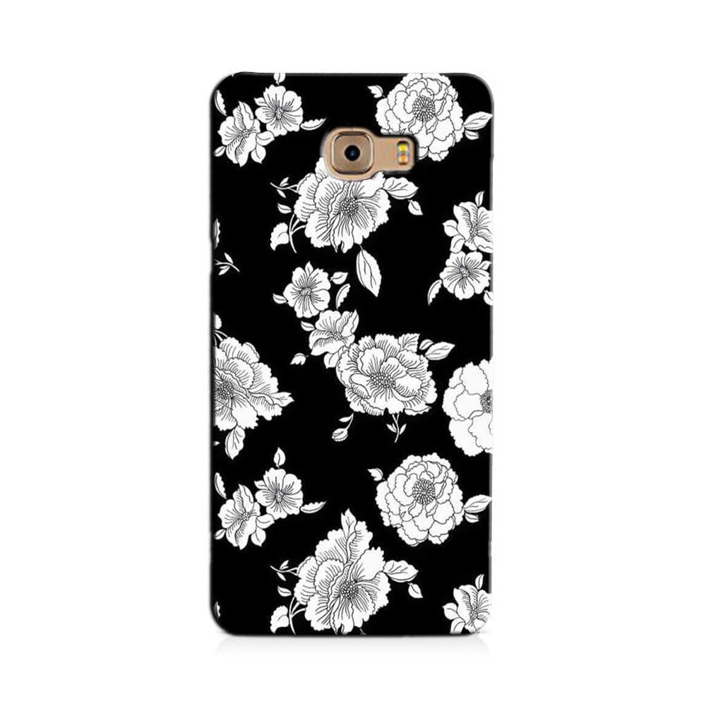 White flowers Black Background Case for Galaxy C7/ C7 Pro