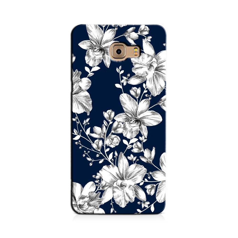 White flowers Blue Background Case for Galaxy C7/ C7 Pro