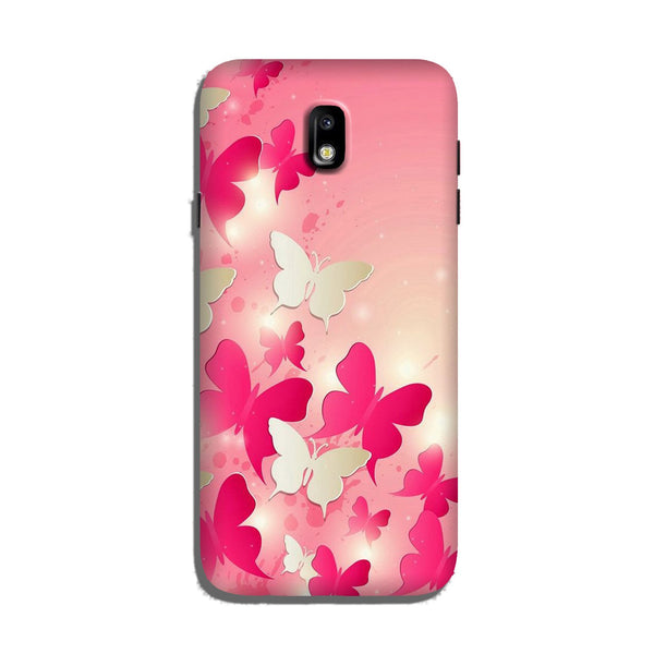 White Pick Butterflies Case for Galaxy J7 Pro