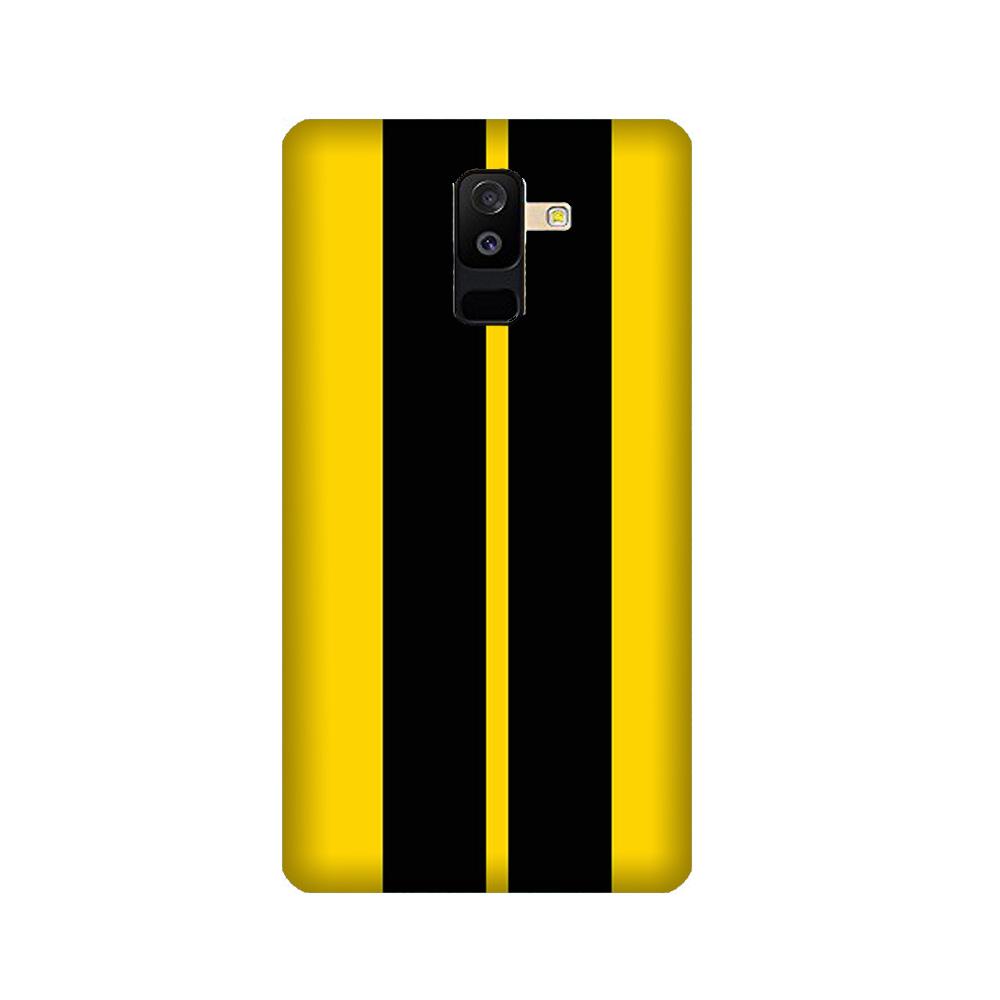 Black Yellow Pattern Mobile Back Case for Galaxy A6 Plus  (Design - 377)