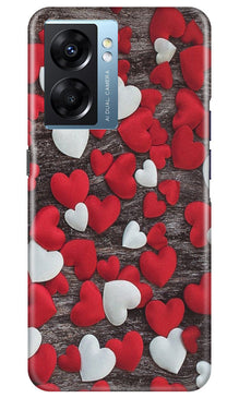 Red White Hearts Mobile Back Case for Oppo K10 5G  (Design - 105)