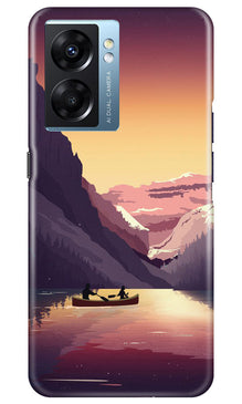 Mountains Boat Mobile Back Case for Oppo K10 5G (Design - 150)
