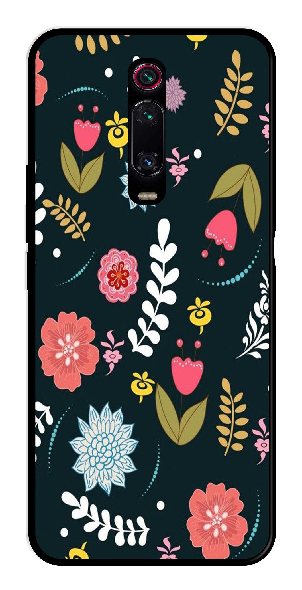 Floral Pattern2 Metal Mobile Case for Xiaomi Redmi K20    (Design No -12)