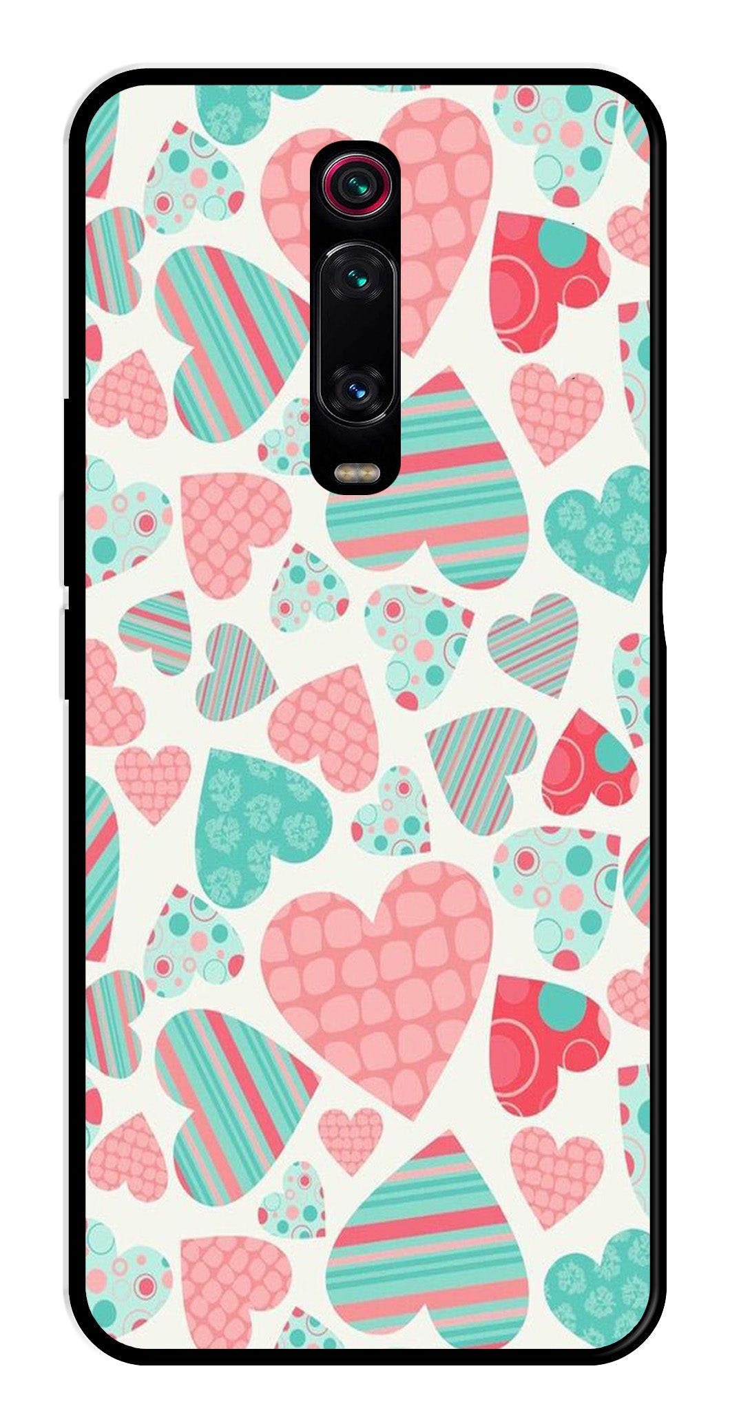 Hearts Pattern Metal Mobile Case for Xiaomi Redmi K20    (Design No -22)