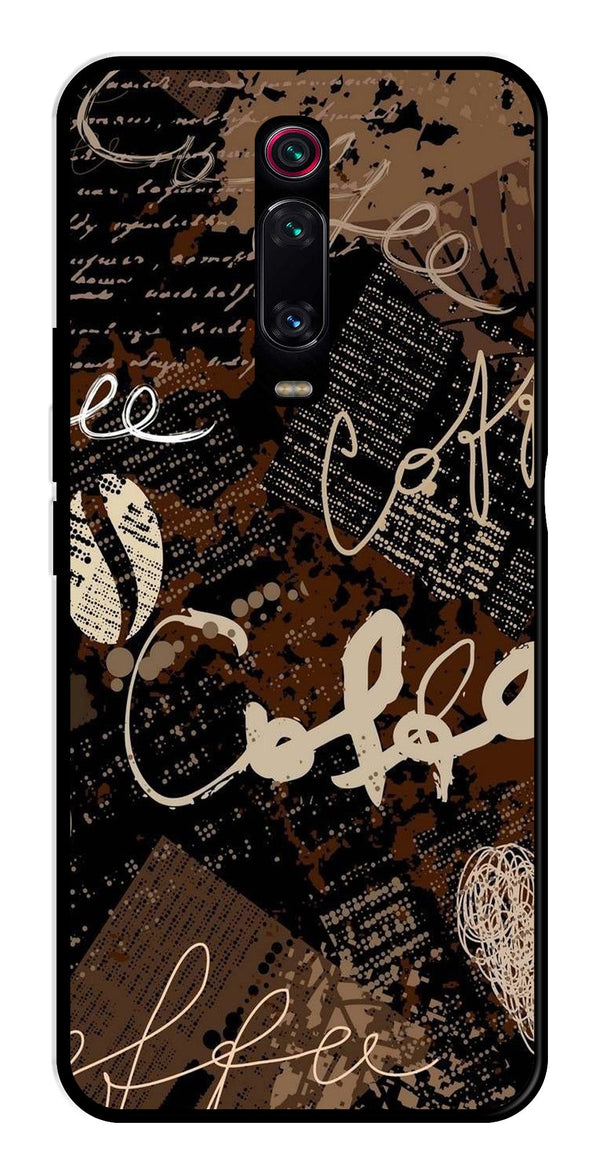 Coffee Pattern Metal Mobile Case for Xiaomi Redmi K20    (Design No -37)