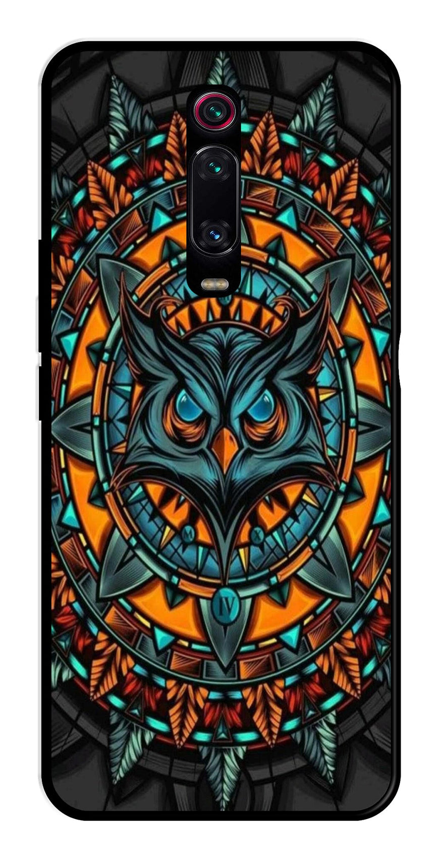 Owl Pattern Metal Mobile Case for Xiaomi Redmi K20 Pro    (Design No -42)