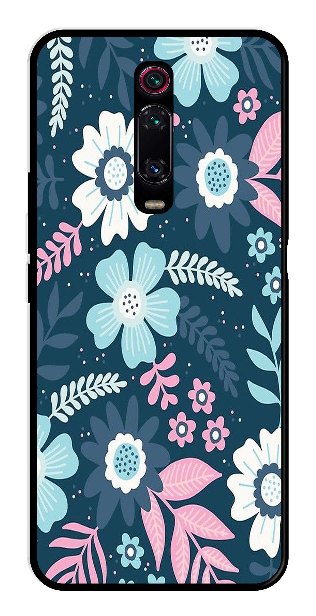Flower Leaves Design Metal Mobile Case for Xiaomi Redmi K20    (Design No -50)